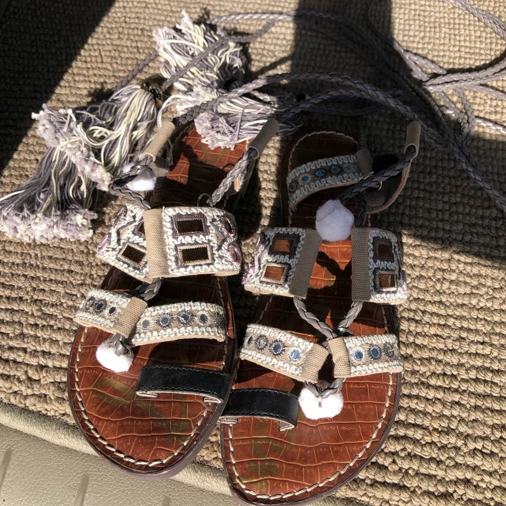Sam Edelman Brown Tan Embellished Gladiator Sandals